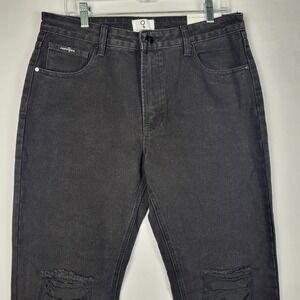 Insane Gene Jeans Women's 11 29 Black Raw Hem Distressed Cropped Straight Leg